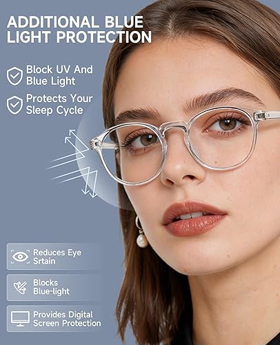 Miniatura 2 de CNLO Lentes de bloqueo de luz azul, lentes de computadora, antifatiga ocular, lentes de marco ligero, para hombres/mujeres (cristal)