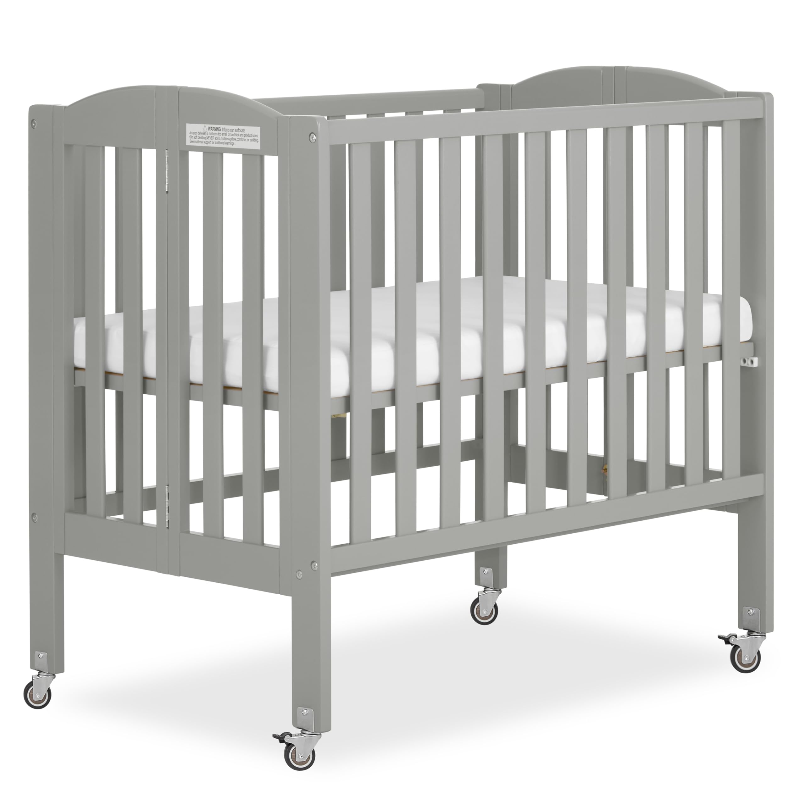 Dream On Me 2 in 1 Folding Portable Crib in Cool Grey, Greenguard Gold Certified , 40x26x38 Inch (Pack of 1)