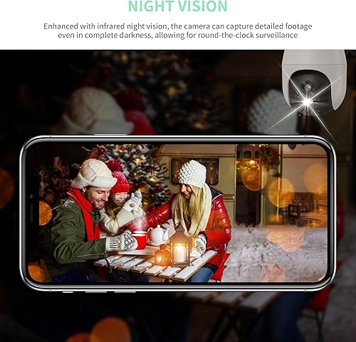 Miniatura 5 de EDSACE Cámara de seguridad PoE HD de 5 MP para exteriores cámara Ethernet con audio de 2 canales visión nocturna a color de 98 pies detección humana