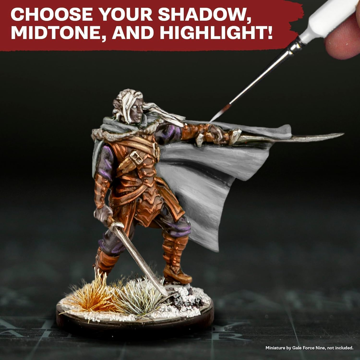 The Army Painter, Warpaints Flexible Triad PLUS+: Black & Greys, 7 x 18 ml acrylic paints - Miniature quality hobby paint for Dungeons and Dragons & Warhammer Miniatures