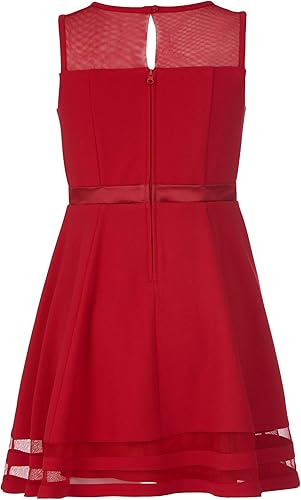 Miniatura 3 de Calvin Klein - Vestido de fiesta sin mangas para niña, silueta ajustada y acampanada, cuello redondo y cierre de cremallera trasera