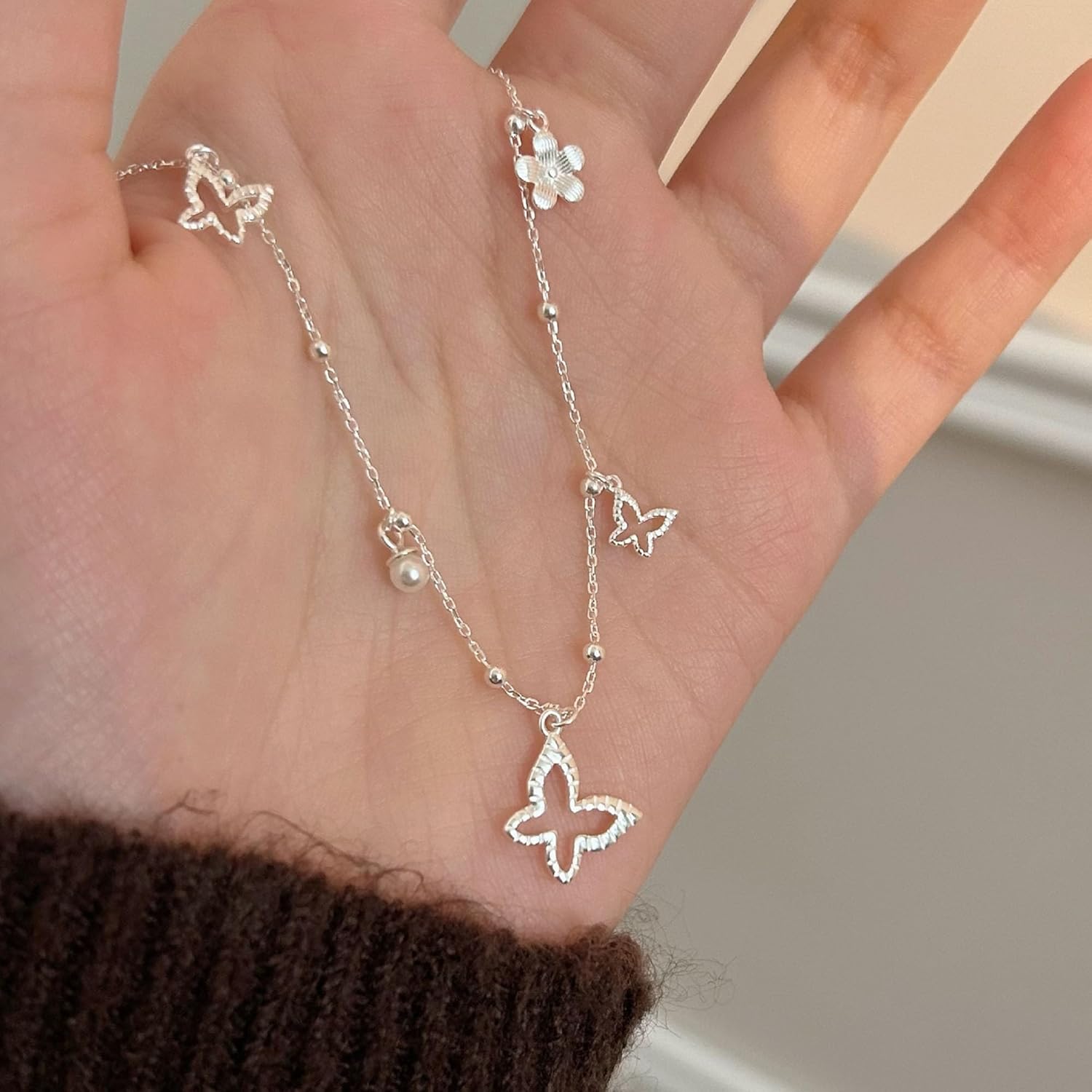 925 Sterling Silver Cross Necklace for Women Dainty CZ Horizontal Cross Pendant Necklaces Birthstone Charm Chain for Mom Sideway Crucifix Cross Faith Choker Necklace Valentine's Day Jewelry Gifts - Image 6