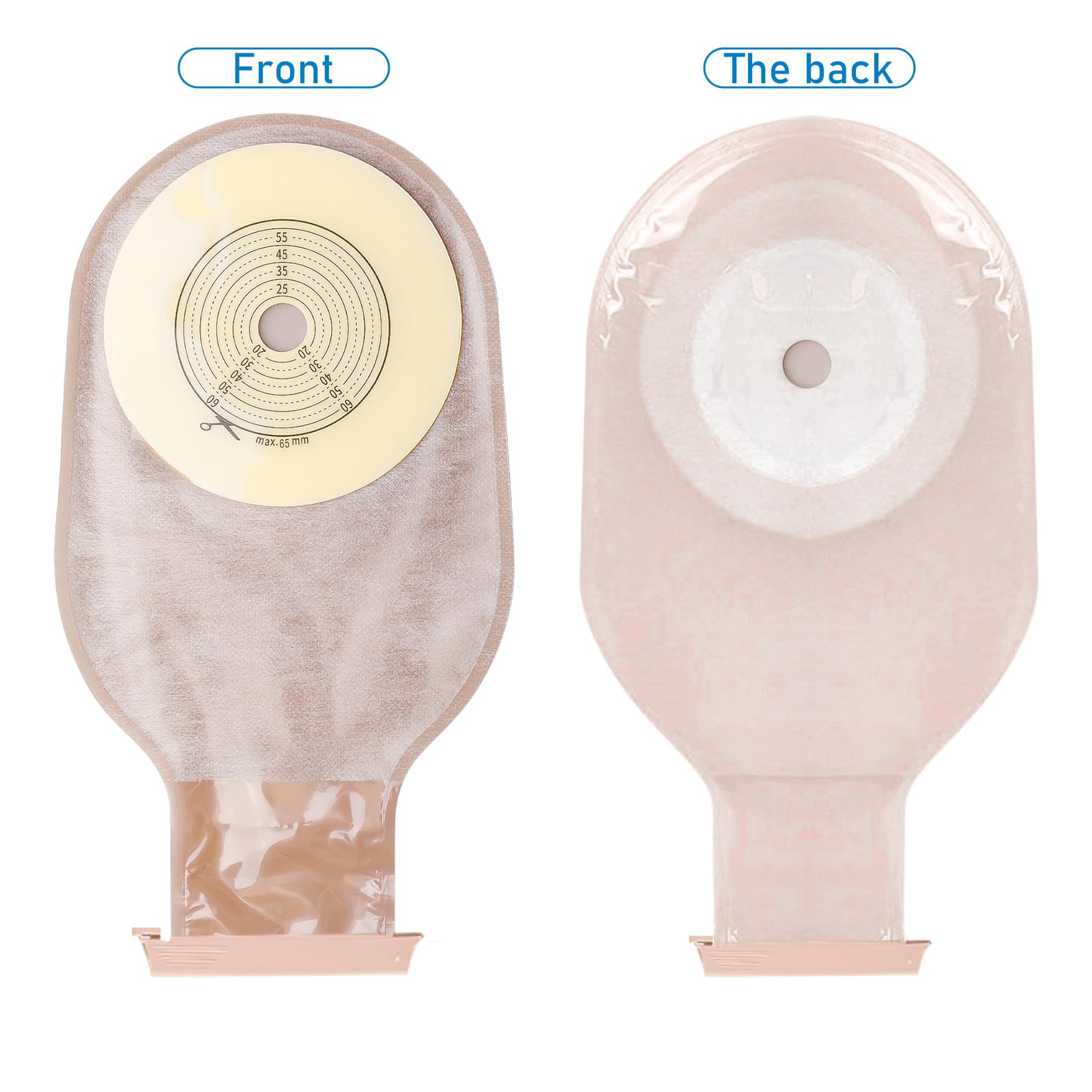 20 Bolsillos de colostomía: Bolsillo de ostomía de una sola pieza para mujeres y hombres, Bolsillo de ostomía desechable con cierre de clip, bolsillo de ostomía de una sola pieza drenable para el