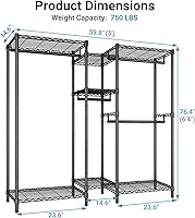 Vista 4 de VIPEK Classic V6 Perchero de Alambre Mediano para Ropa Resistente Perchero de Ropa Resistente para Colgar Ropa, Percheros de Armario Guardarropa