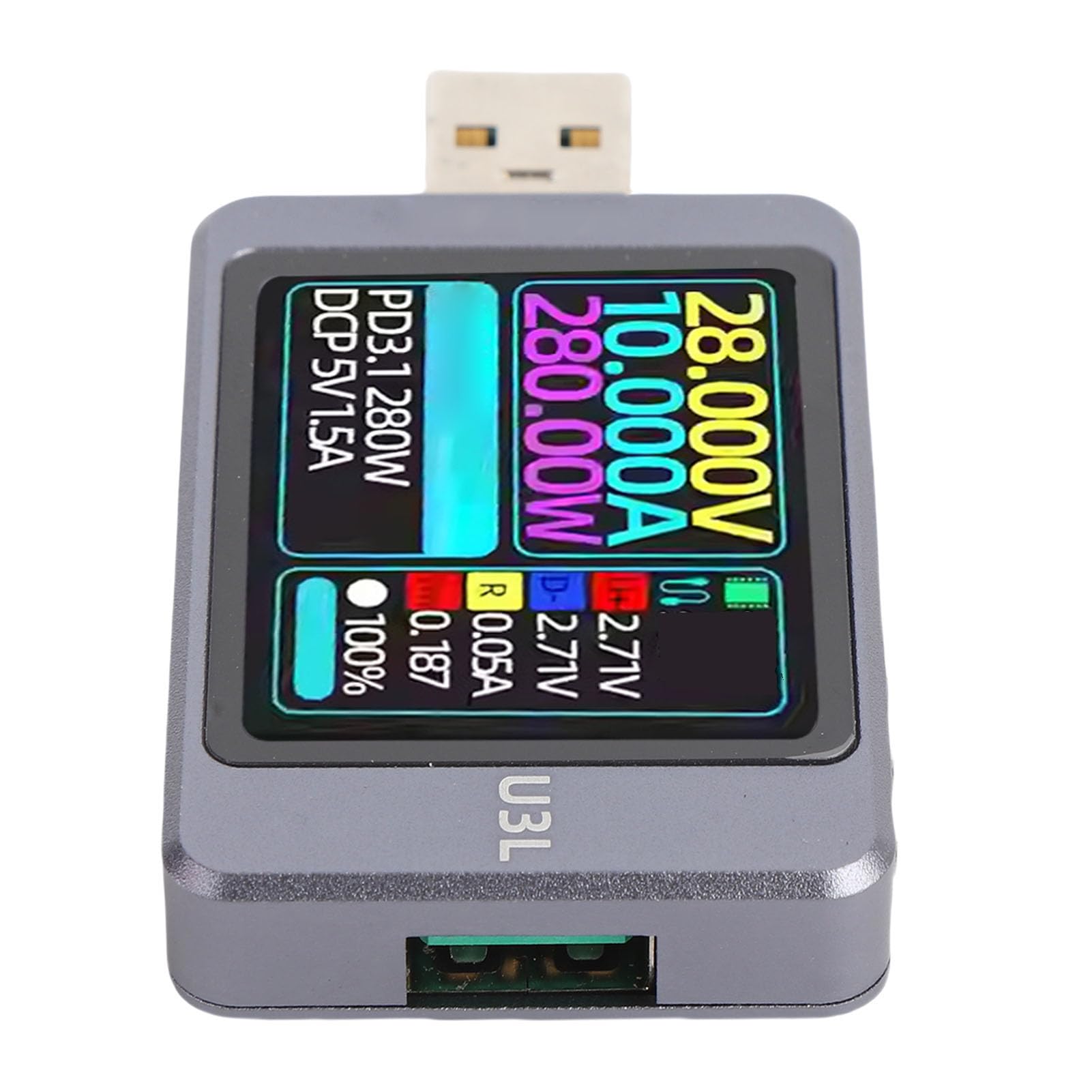 Tester napięcia i prądu USB Przenośny ekran o przekątnej 1,77 cala dla entuzjastów elektroniki