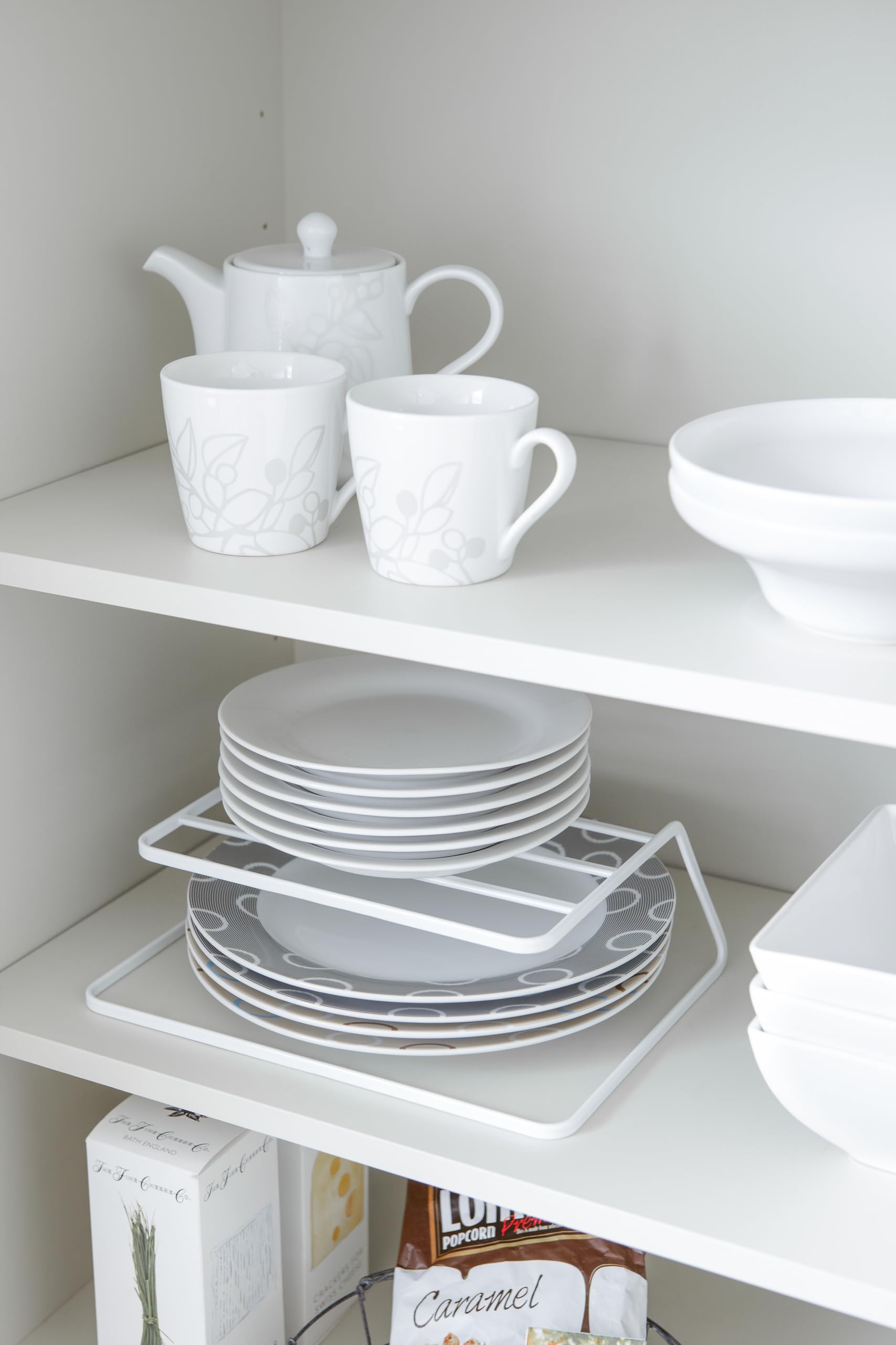 Yamazaki Home Tower Dish Riser - Shelf Organizer & Storage For Kitchen Cabinets - Steel -