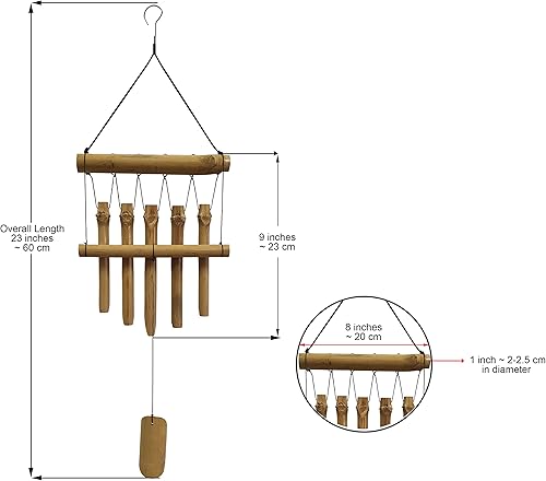 Miniatura 2 de Campanillas de viento pequeñas y simples de bambú para exteriores, 5 tubos de una fila, regalos para mamáabuelamujeres, decoración de jardín de