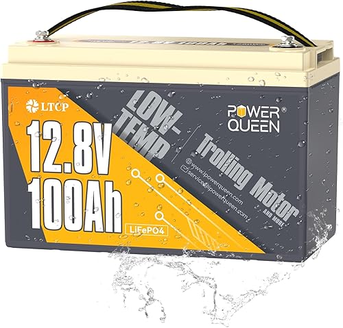 Power Queen LiFePO4 de 12.8 V 100 Ah, función de corte de baja temperatura mejorada, BMS de 100 A integrado, celda de batería de grado A, hasta más