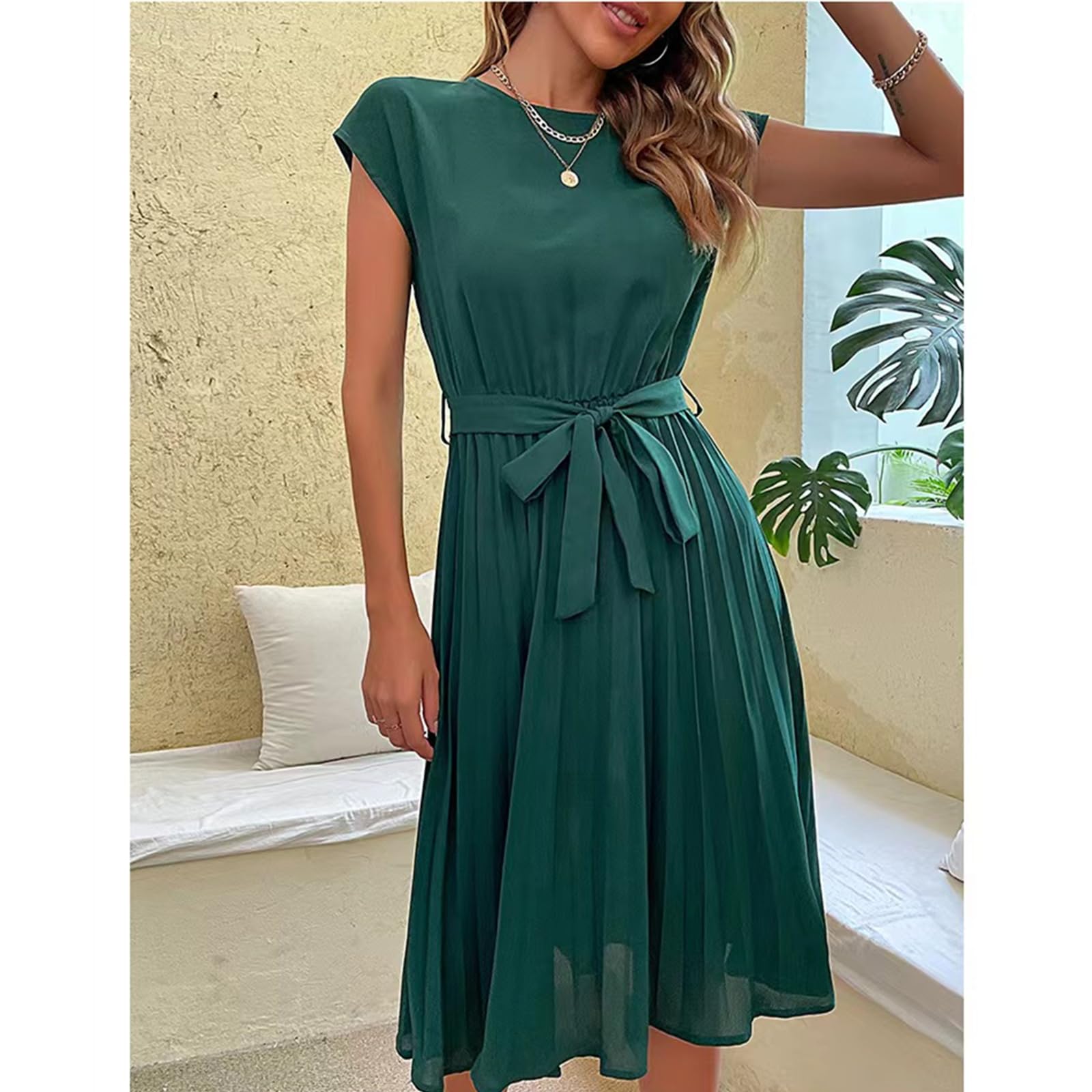Abito Estivo Delle Donne Abiti Casuali Estate Wrap o Neck Party Fluwy Piegheggiato Linea Lungo Abito Delle Donne Abiti da Prom.., HUTALIM, a, s