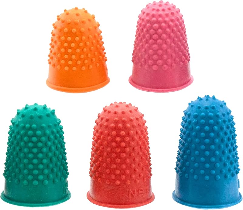 Medsuo 5 PCS Rubber Thimbles for Finger Tips Protection, Small Finger Paper Grip Finger Cover Protector Pad Thimble for Paperwork Money Counting Cutting Knitting Sewing Crafts