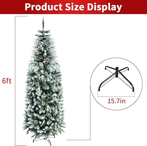 Miniatura 3 de MuRealy Árbol de Navidad de lápiz de 6 pies, árbol de Navidad artificial delgado de alta calidad, 600 puntas de ramas y soporte de metal para el