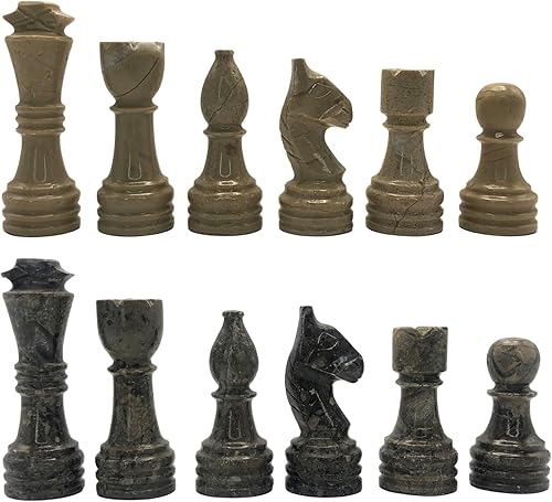 Miniatura 12 de Juego de piezas de ajedrez de mármol premium artesanal – Elegante set de 32 piezas de reemplazo para tableros de ajedrez de 30-38 cm con caja de