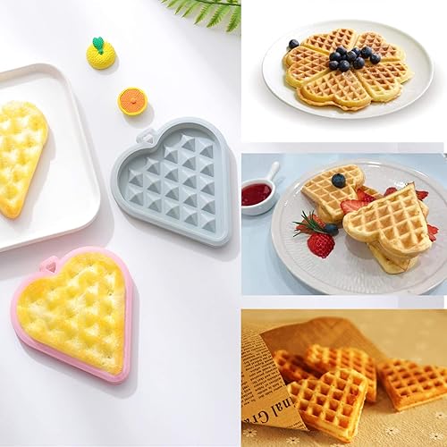 Miniatura 5 de REKIDOLL - Juego de moldes de silicona antiadherentes para gofres, galletas, pasteles, dulces, chocolate (4 unidades, azul)