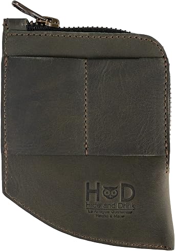 Hide & Drink, EDC Pocket Wallet, Curved Cash Organizer, Slim Front Card Holder, Money Clip, Full Grain Leather, Handmade Travel Accessories