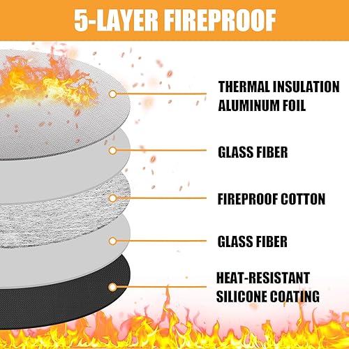 Miniatura 2 de TOHONFOO Tapete para hoguera de 5 capas para estufa individual, mesa, hoguera, mesa de 18.5 pulgadas, tapete de mesa ignífugo, fácil de limpiar,