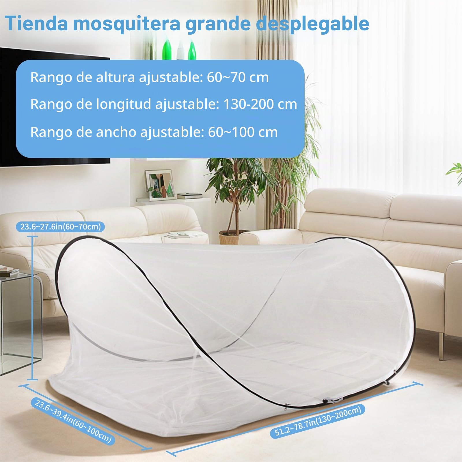 BigKing Mosquitera de viaje, ajustable, emergente mosquitera, portátil, plegable, para cama individual con cremallera, perfecta para dormitorios, viajes o camping