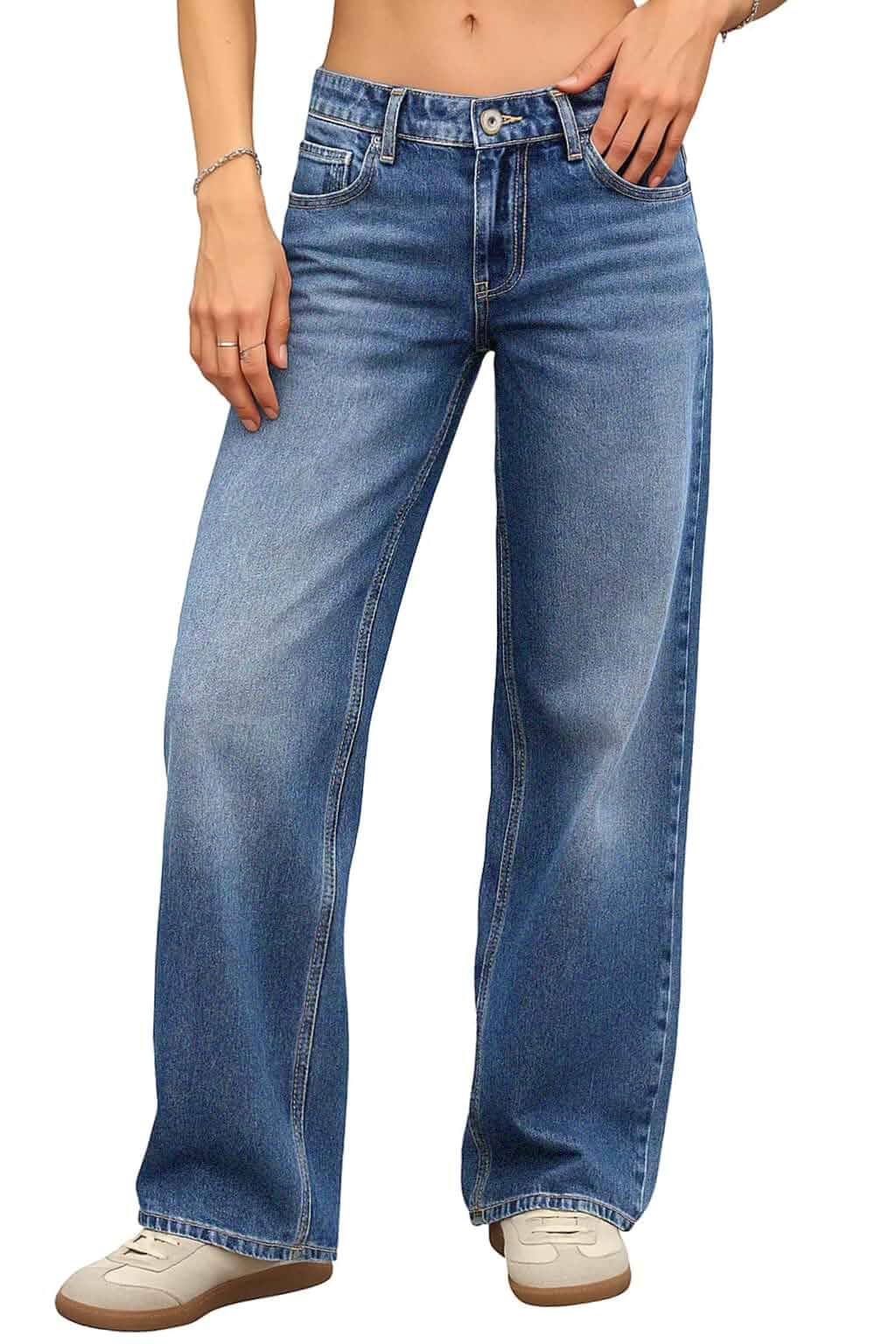 ELLEVEN Low Rise Baggy Jeans for Women, Straight Leg Denim Pants High Stretchy, Y2k Style, Wide Leg Jeans, Boyfriend Jeans for Women, Loose Fit, 2026 Fashion Trendy Outfits Boyfriend Style