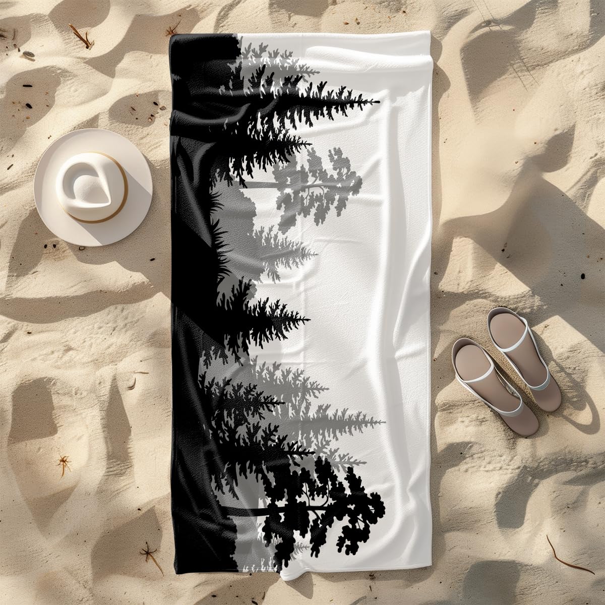 Strandtuch Grauer Schwarzer Baum Microfaser Handtücher Strandtuch XXL Tragbar Bath Towel Sand Proof Strandhandtuch Groß Beach Towel Ultraleicht Schnelltrocknend Antirutsch Strandtücher 100x200cm
