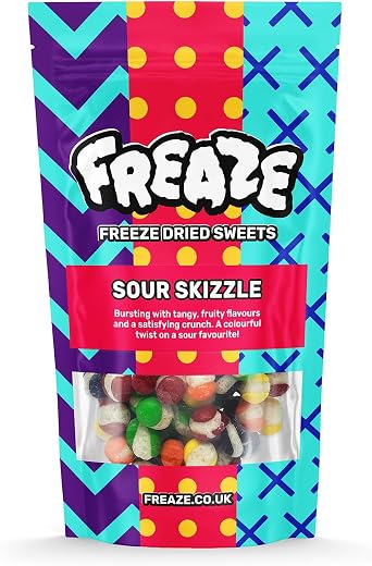 Freeze Dried Sweets Retro Candy, Crunchy Fruit-Candy, Tangy Fruity Snacks, Vegetarians, Vegan and Halal Treats, Gluten Free Sour l Fruity Rainbow Pack 1, Small Pouch 50gram