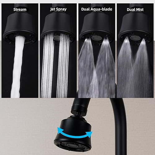 Vista 2 de iFealClear Cabezal de grifo de fregadero de cocina con junta esférica de metal, cabezal rociador de grifo giratorio de 360°, adaptador aireador
