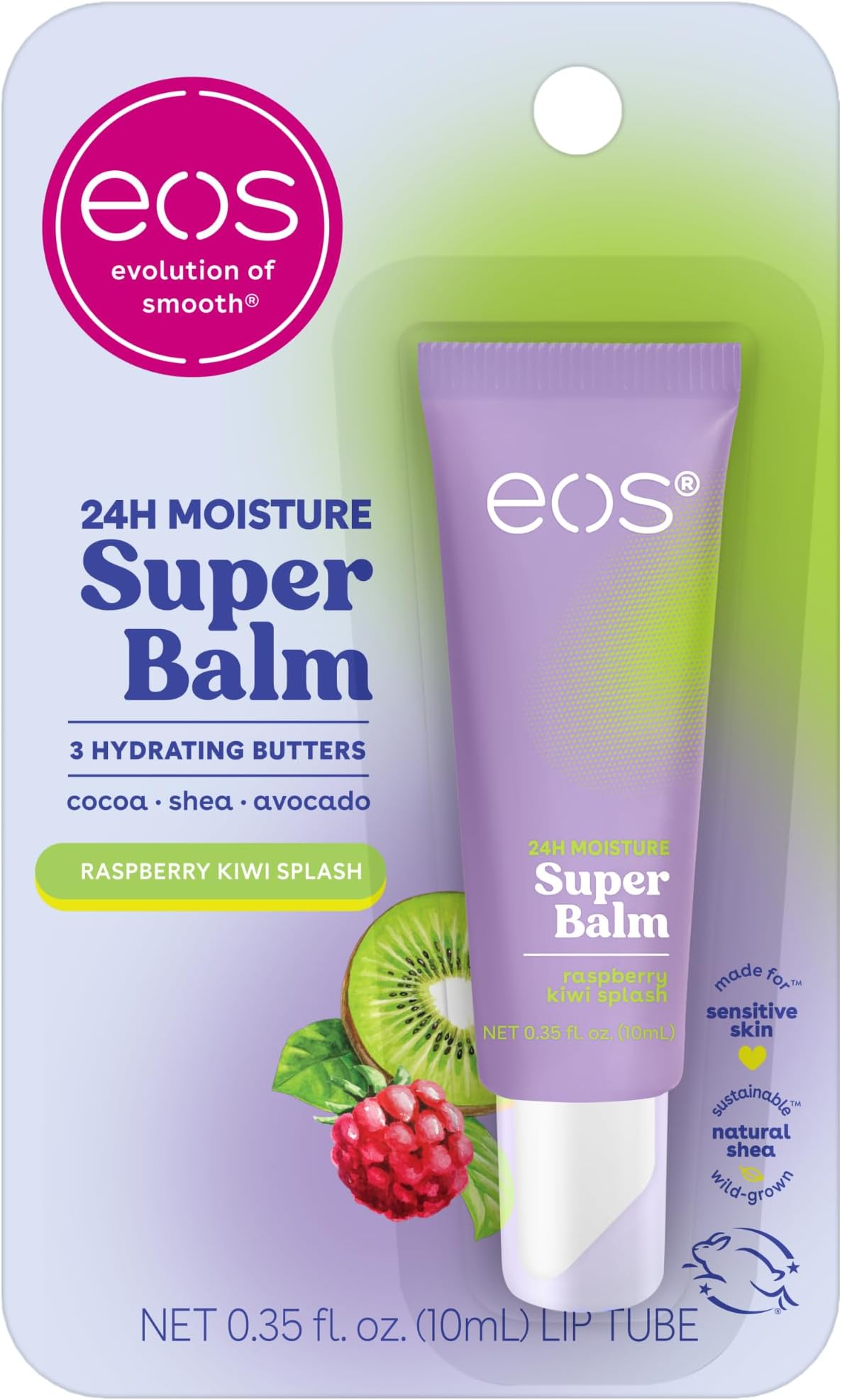 eos 24H Moisture Super Balm- Raspberry Kiwi Splash, Lip Balm, 0.35 fl oz