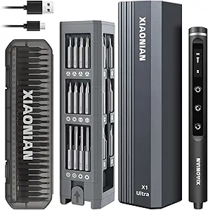 3.7V Precision Electric Screwdriver Set with LED Display (Grey - Upgraded Version)