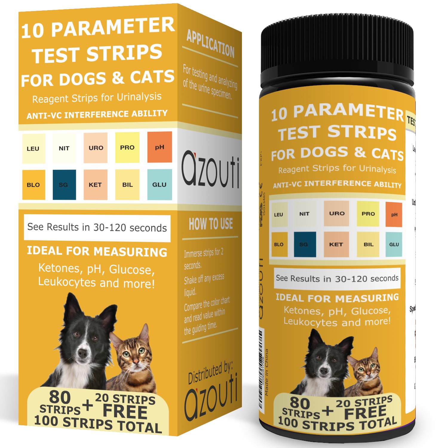 Back in Stock! Pet Test Strips for Dogs, Cats, Other Animals. Accurate Urine Monitoring Testing Kit that Helps Veterinarian Tests for Blood, Glucose, pH, Specific Gravity, UTI, Liver, Kidney Health.