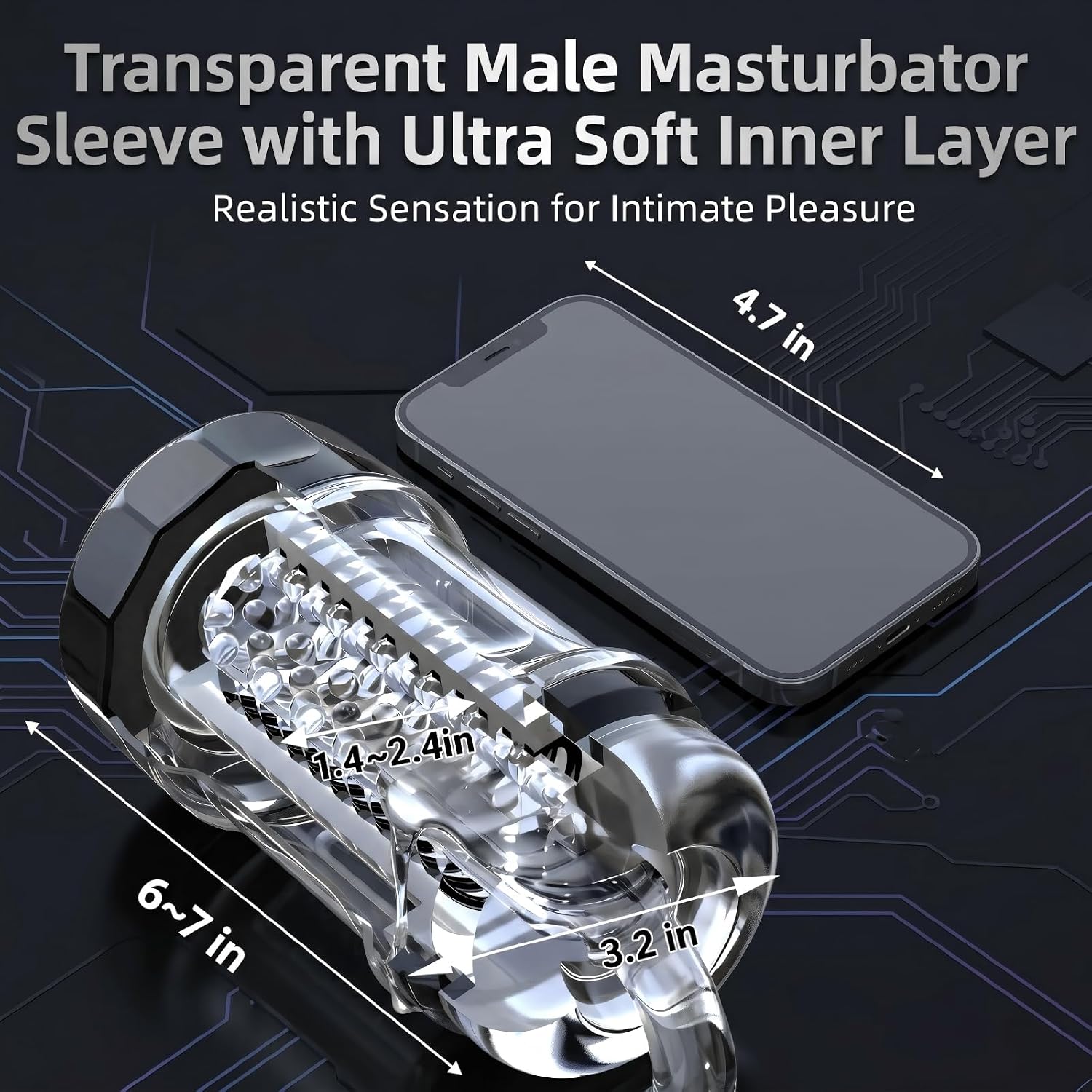 Manual Male Masturbator - Spiral Suction Vacuum Stroker for Men, Ultra-Soft 3D Realistic Texture Penis Trainer, Easy-to-Clean Transparent Design, Discreet Packaging