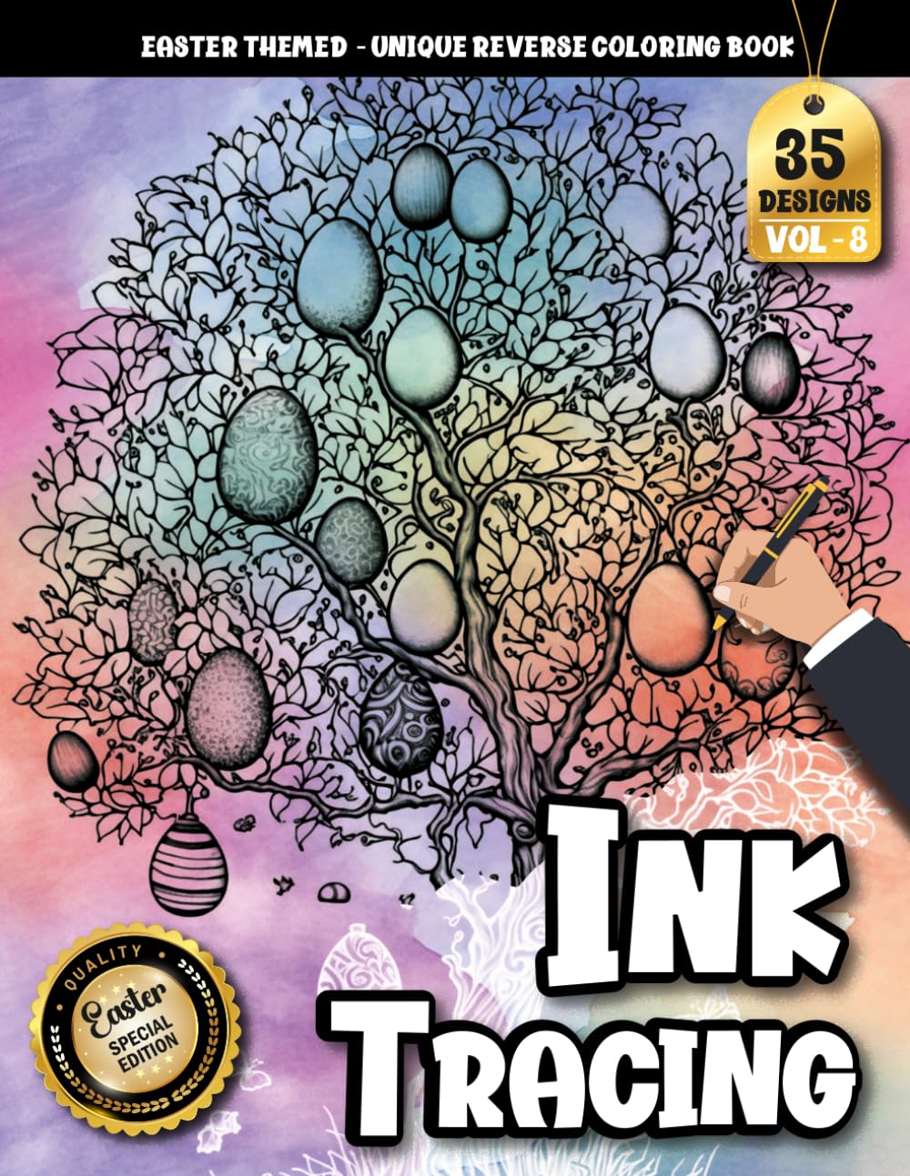 Ink Tracing Book For Adults: Decorative Easter Egg Trees and Floral Patterns Designed for Relaxing Tracing (Easter Tracing Series)