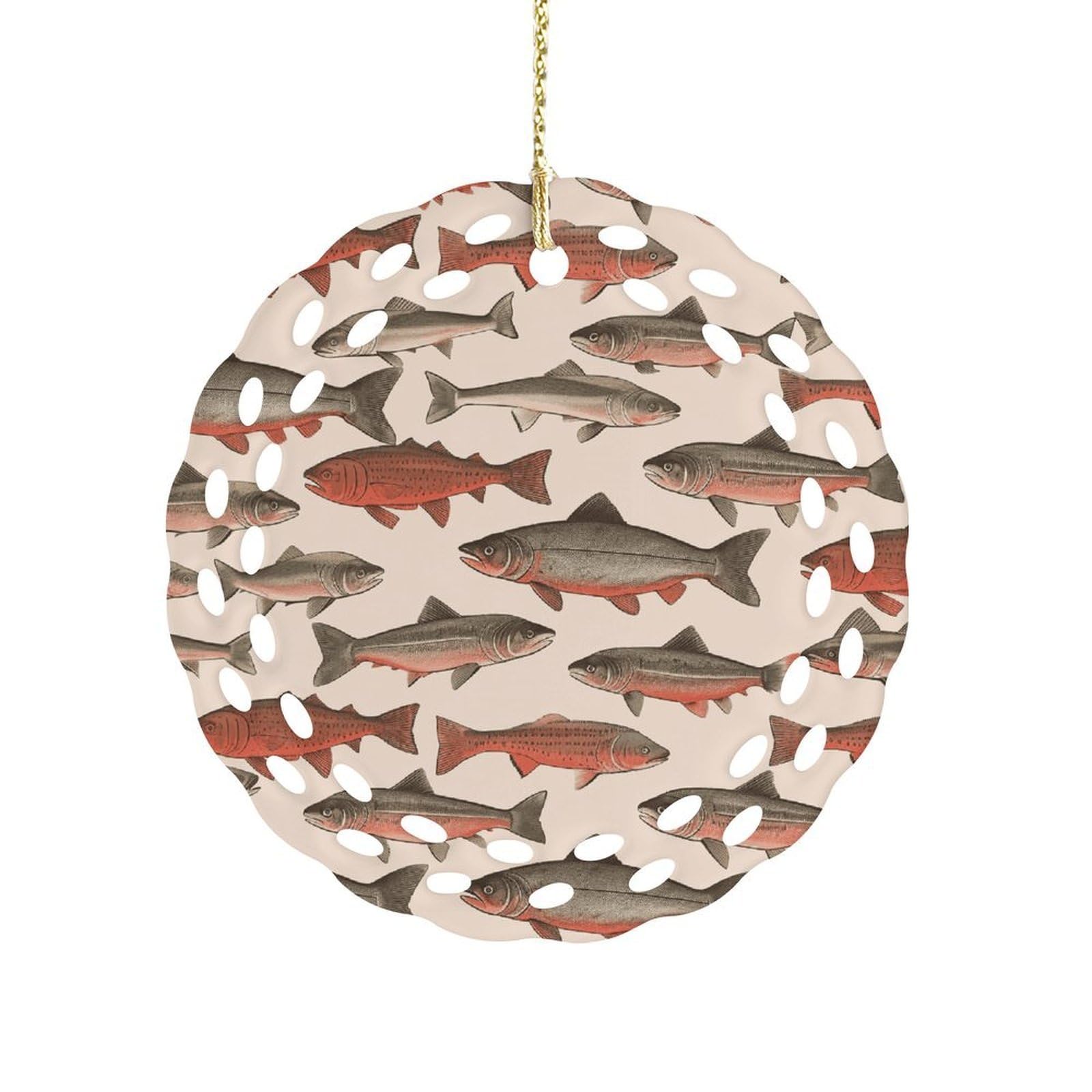 Khauerbc Women's Style Salmon Hanging Decorations-3.2 In .Round Ornament For Decorating Shopping Malls, Shops, Homes.holiday Keepsake For Grandma Mothers Birthday.