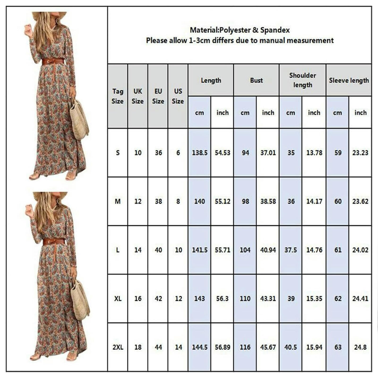 Gonna Lunga Abito Lungo per Donne Summer Beach Abiti Bohémien, Abiti da Veste Casual con Gonna Floreale-Khaki-m