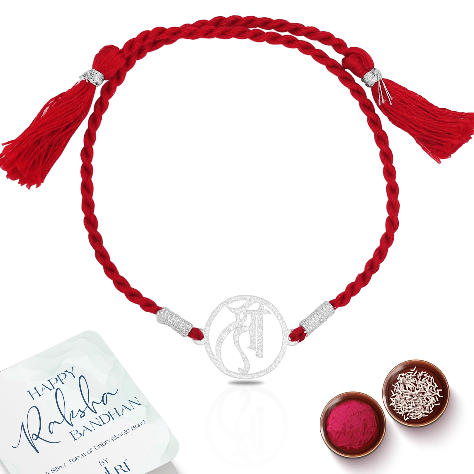 ZULRI Unisex-Adult 92.5 Pure Silver Shree Rakhi For Rakshabandhan | For Brother With Greeting Card Roli & Chawal (B0CBC6QP8B) Amazon Price History, Amazon Price Tracker