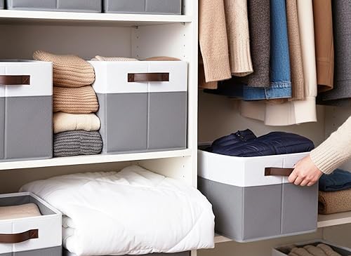 Miniatura 5 de Cupic Cupid Cesta de almacenamiento para armario, paquete de 6 contenedores de tela con asas para estantes, organizador plegable para ropa y