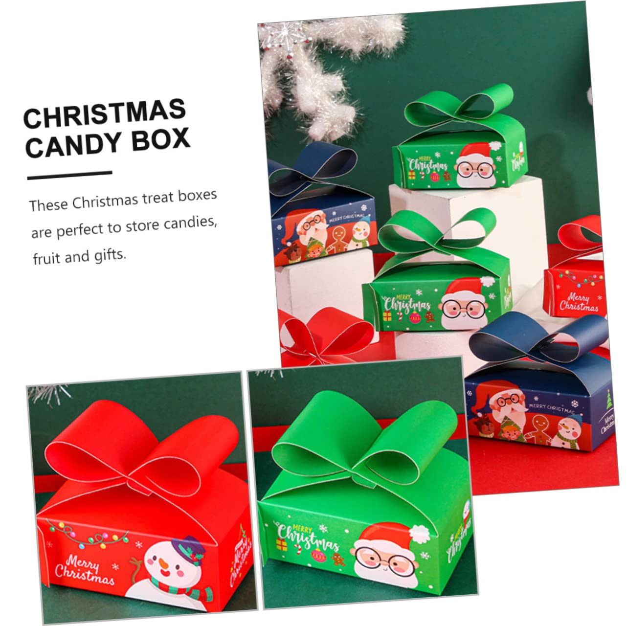 Mobestech 3 Set Di Scatole Per Dolcetti Di Natale Forniture Natalizie Scatole Di Cartone Per Caramelle Festive Per Decorazioni Per Feste 12 Pezzi * 3