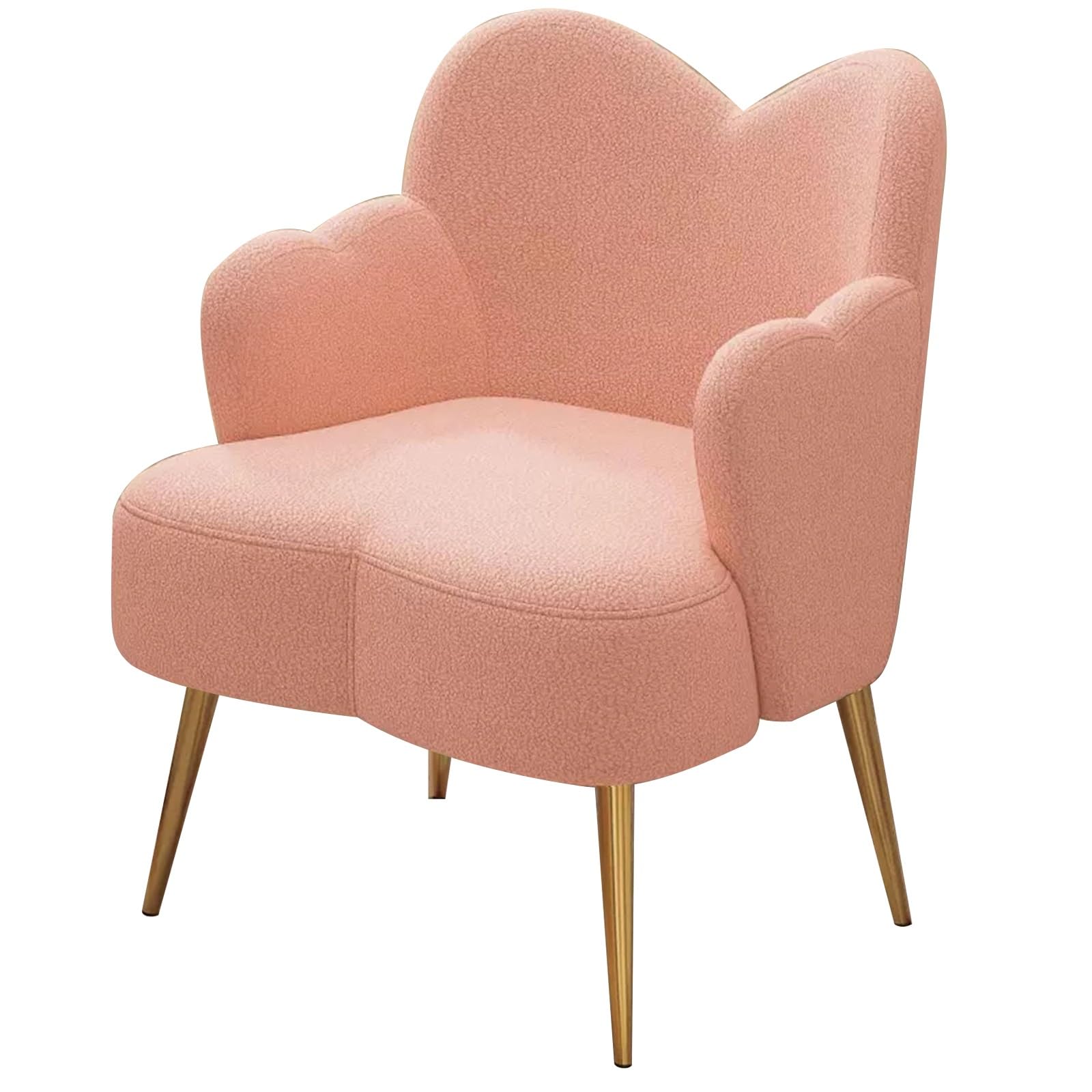 Fotel do Makijażu z Oparciem, Fotel Toaletowy do Pokoju do Makijażu, Nowoczesny Fotel do Toaletki, ze Złotymi Metalowymi Nogami, Dla Nastolatek(Pink)