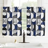 Vista 118 de Cenefa de cocina para ventanas, Día de la Independencia, pentagrama, textura de arpillera a cuadros, semitransparente, con bolsillo para barra