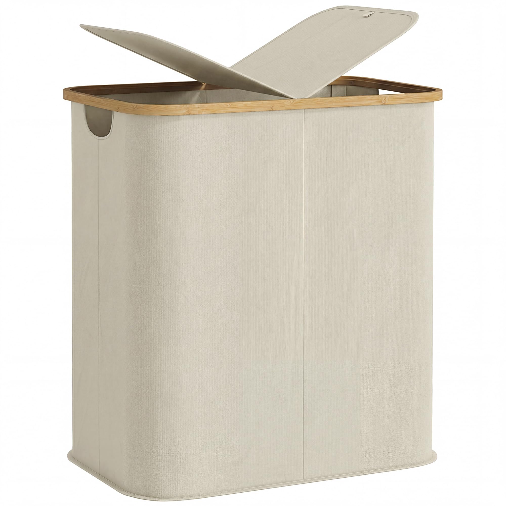 Panier à linge double pliable 80 L beige pour trier le linge sale