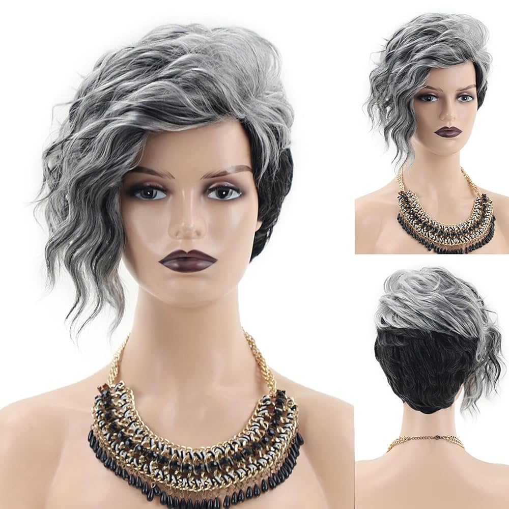 Amazon.com : SEVENCOLORS Short Grey Mixed Black Wigs Natural Amazon.com : SEVENCOLORS Short Grey Mixed Black Wigs Natural