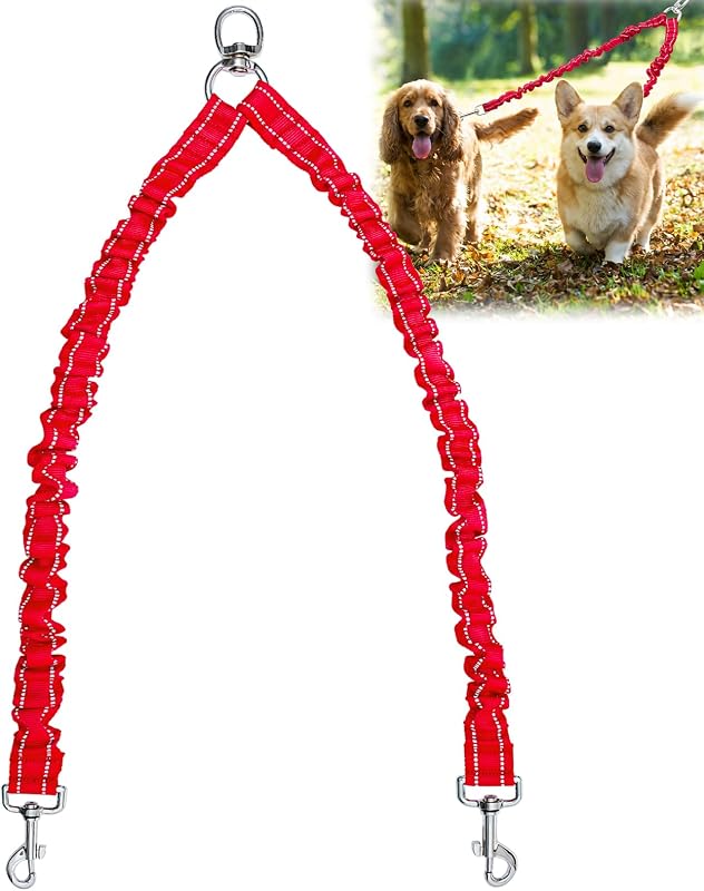 Guia Dupla para Cães com Extensor Bungee Snagle Paw e Costura Refletiva