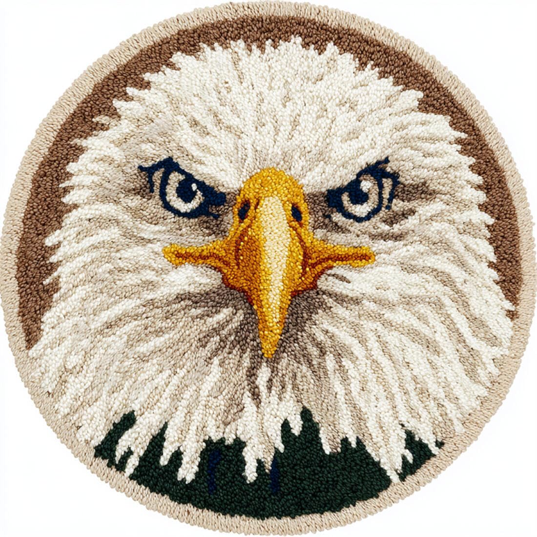 Rqwybcaxn F Diy Rug Latch Hook Kits Or Beginners Animal Cross Stitch Kit Eagle Portrait 60X60cm Round Large Rug Making Kits Bedroom Handmade Gift