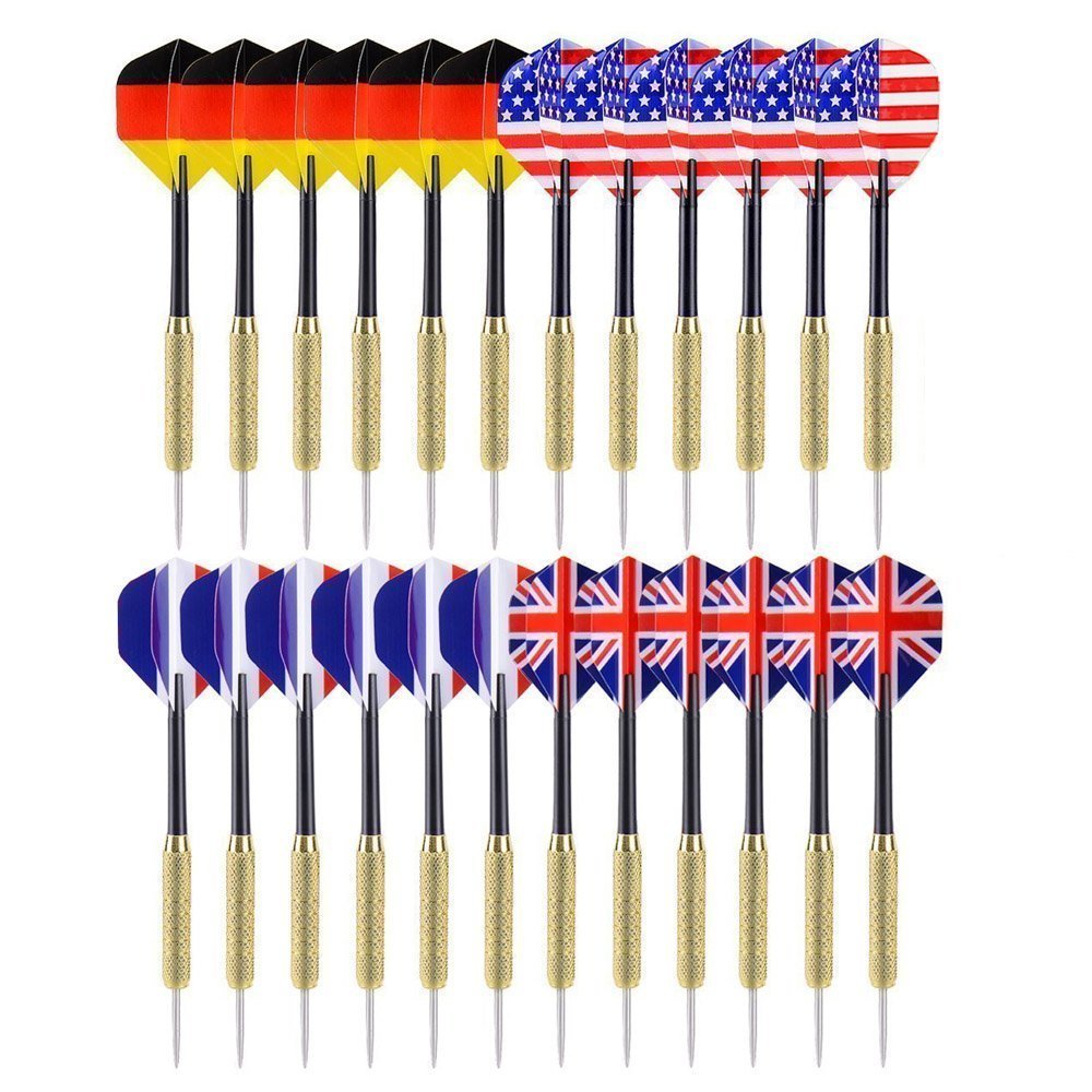 Lot De 12 Fléchettes à Pointe Ohuhu Avec Drapeaux - Acier Inox, Tiges PVC, 4 Styles D'ailes