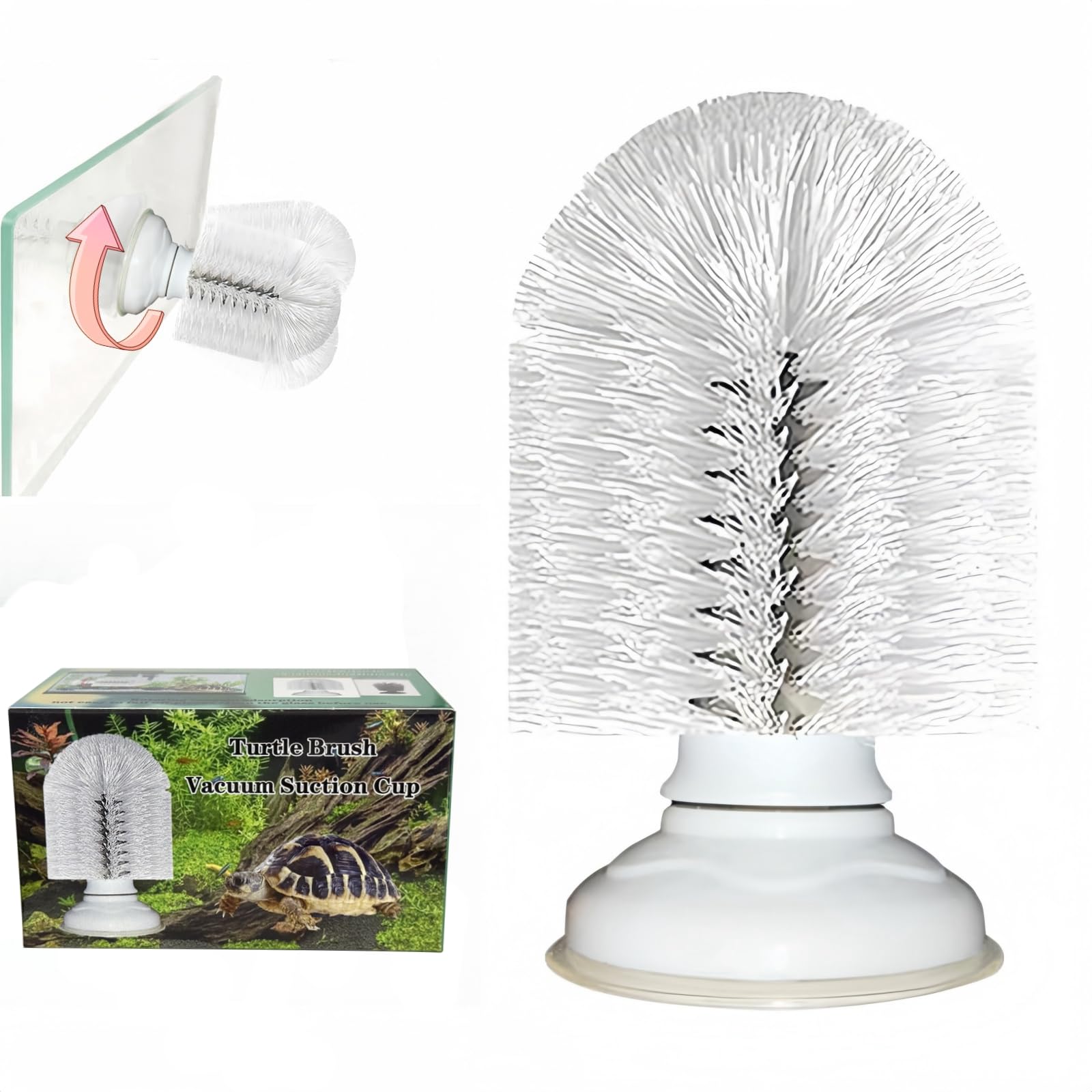 Turtle Brush with Suction Cup,Turtle Tank Decor,Screw The Upgraded Turtle Scrub Brush Tightly on The Glass,It is Not Easy to Fall Off and Slide,