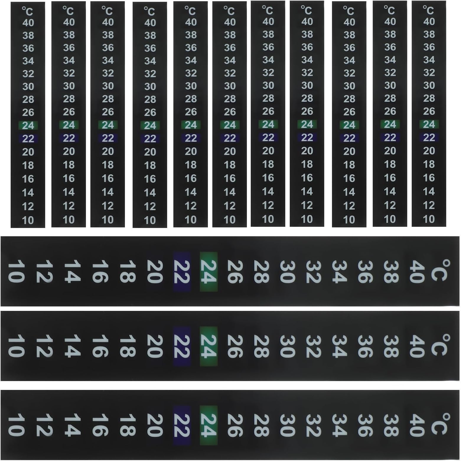 IMIKEYA 水槽用液晶温度計ストリップ10個セット 黒プラ製 粘着テープ付き デジタル表示対応 アクアリウムや室内温度管理に最適 10〜40度測定可能 ランダムカラー