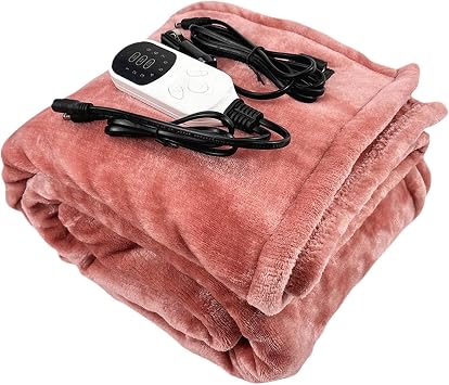 12V Heated Blanket for Car Plug in Heating Throw Flannel 39x30" Small Electric Car Blankets with Timer 9 Fast Heating Modes Travel Portable Heated Throw Blanket for Cars Truck SUV RV Pink