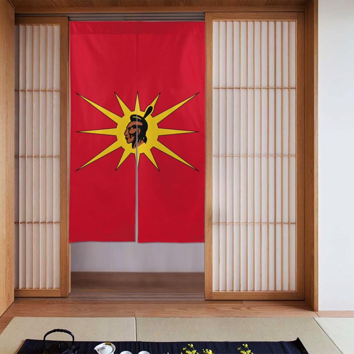 Flag of Mohawk Warrior Society Blackout Curtains for Doorways Bedroom Kitchen Door Curtain 34x56in Indoor Partition Shading Decor Window Curtains
