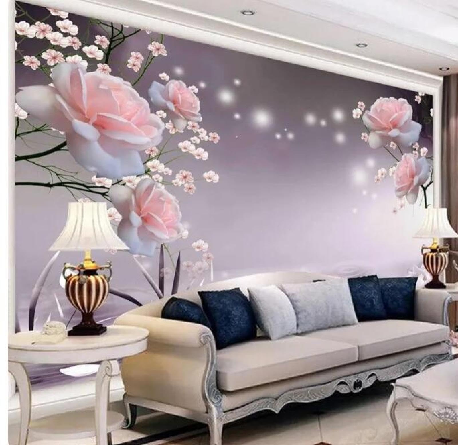 Carta da parati 3D Carta da parati con fiori di rosa Carta da parati Soggiorno TV Divano Camera da letto Decorazioni per la casa romantiche * 300 cm x 210 cm (118,1x82,7 pollici)