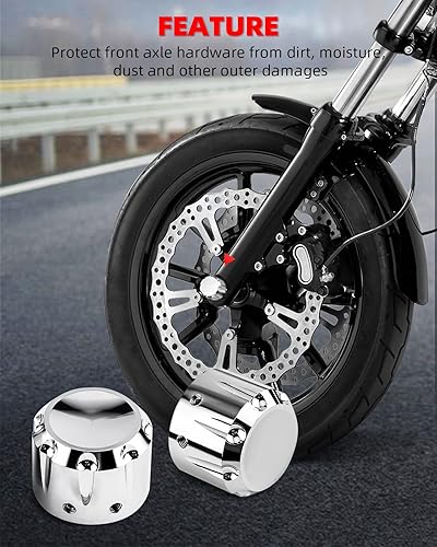 Miniatura 5 de Amazicha Tapas cromadas para tuercas de eje delantero Tapas de tuercas de eje compatibles con Harley Davidson Sportster Touring Electra Glide Street