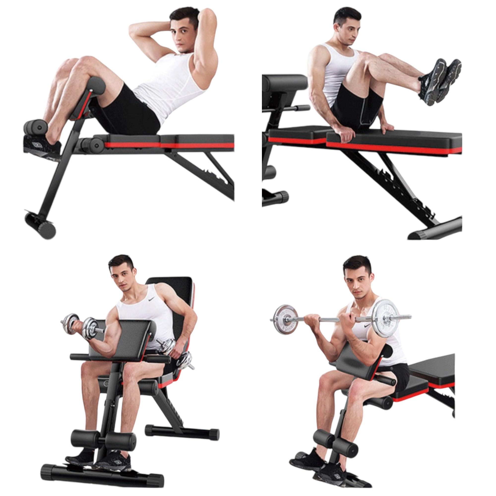 Banco de Mancuerna Plegable Inclinable Banco de Pesas Musculación Multifuncional para Entrenamiento Completo Máquina de Fitness Gimnasio Hogar