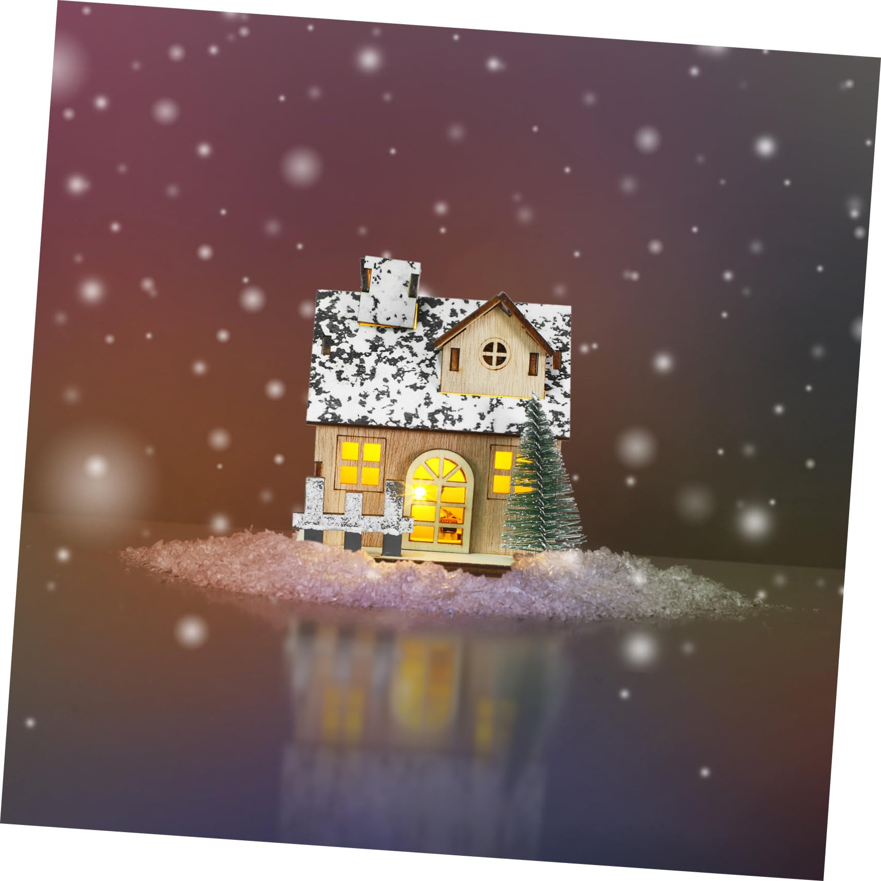 3 Pezzi Villaggio Natalizio in Legno con Illuminazione a LED Mini Case Rustiche per Decorazioni Natalizie su Mensola Stufa e Centro Tavola Decorazione Natalizia Fai da Te