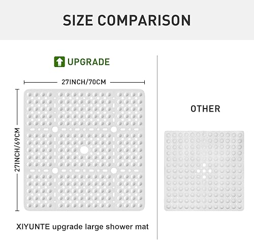 Miniatura 2 de XIYUNTE Tapete de ducha cuadrado grande antideslizante  27 x 27 pulgadas para duchas antideslizante  Tapete cuadrado para ducha para ancianos y